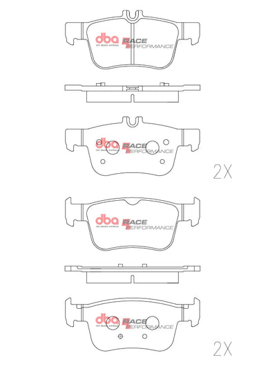 DBA | Race Performance Rear Brake Pads | Honda Civic Type R | FK8/FL5 2.0T K20C1 | 2017+