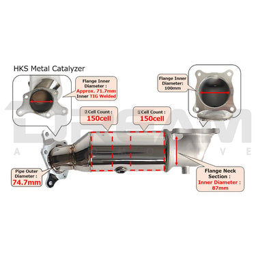 HKS | High Flow Sports-Cat Downpipe | Honda Civic Type R | FK8/FL5 2.0T K20C1 | 2017+