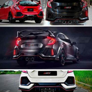 HiRev Sports | V2 Rear Bumper LED Reflectors | Honda Civic Type R | FK8 / FK2 2.0T K20C1 | 2017-2021