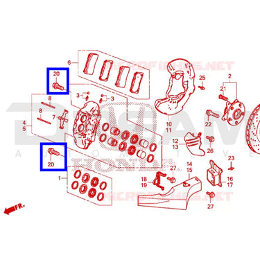 Genuine Honda | Brake Caliper Mounting Bolts | Honda Civic Type R | 2.0T K20C1 | 2015+