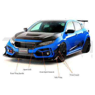 J's Racing Front Carbon Sports Grille | Honda Civic Type R | FK8 2.0T K20C1 | 2017+