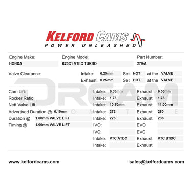 Kelford Cams | Upgrade Camshaft | Honda Civic Type R | K20C1 | 2015+