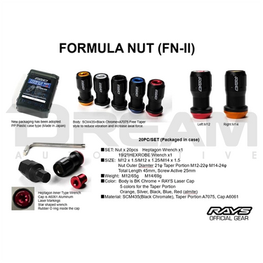 RAYS Formula Nut FN-II Set M12 X 1.5 | Various Vehicles