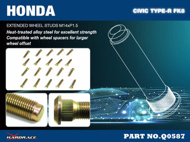 Hardrace Extended Wheel Stud | Honda Civic Type R | 2.0T K20C1 | 2015+