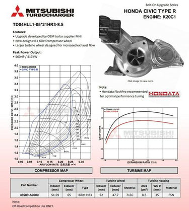 Mitsubishi MHI Turbo Bolt-on Upgrade | Honda Civic Type R | 2.0T K20C1 | 2015+