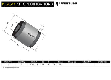 WHITELINE | Front Control Arm Lower Inner Rear Bushing Double Offset Kit | Toyota GR Yaris | G16E-GTS | 2021+