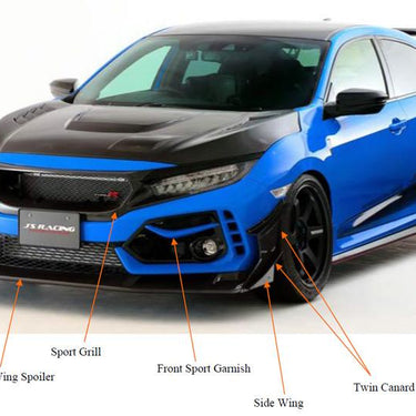 J's RACING Front Sports Garnish | Honda Civic Type R | FK8 2.0T K20C1 | 2017+