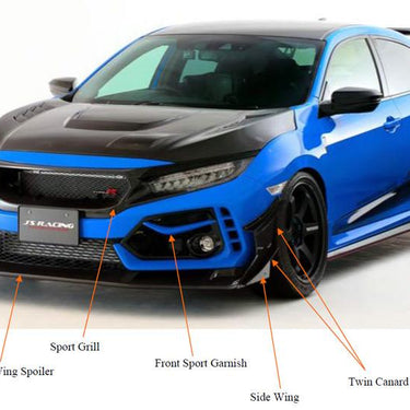 J's RACING Twin Canard for TYPE-S Spoiler | Honda Civic Type R | FK8 2.0T K20C1 | 2017+