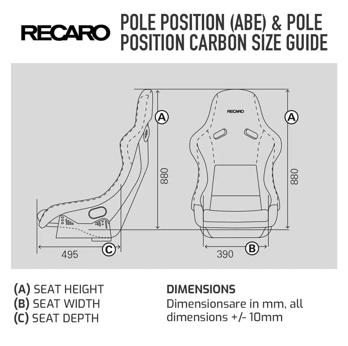 RECARO | Pole Position ABE | Standard Black Shell – Dream Automotive